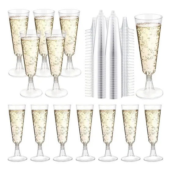 80 Copas Champagne Copa Acrilico Flauta Copas Champaña 5oz Color Transparentes