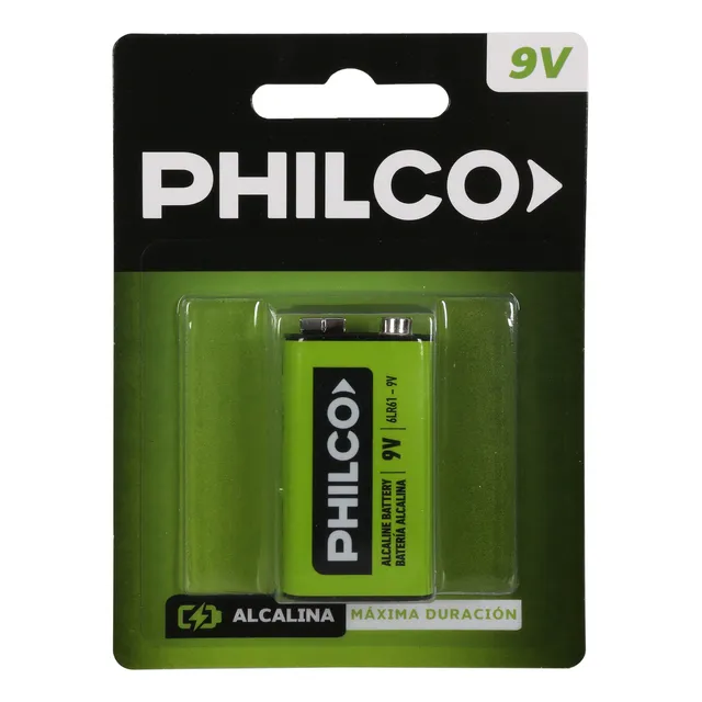Pila Bateria 9v Philco Alcalina Blister Larga Duración 6lr61