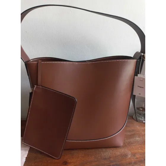 Bolso Cartera Para Dama Vegan, Marca H&m Marron ,casual