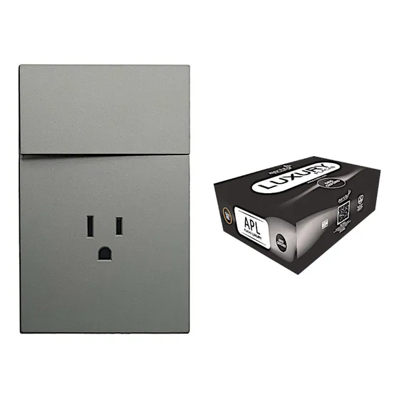100 Pz Placa 1 Contacto + 1 Apagador 3 Vías Gris Luxury Skin Gris