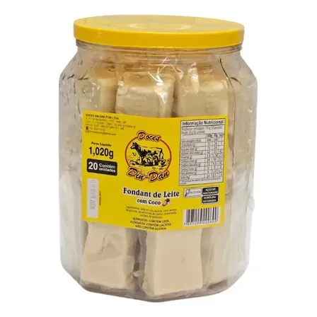 DOCE FONDANT DE LEITE COM COCO DINDAN 1,020KG 20 UNIDADES