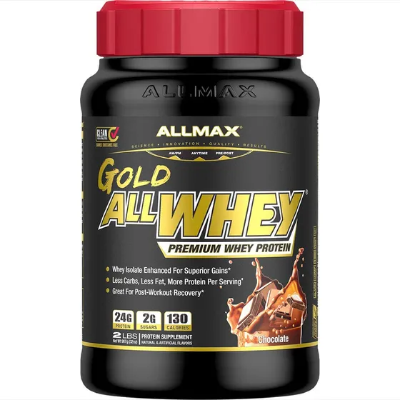 Allmax Nutrition Gold Allwhey, Chocolate, 2 Libras, 24 Gramo