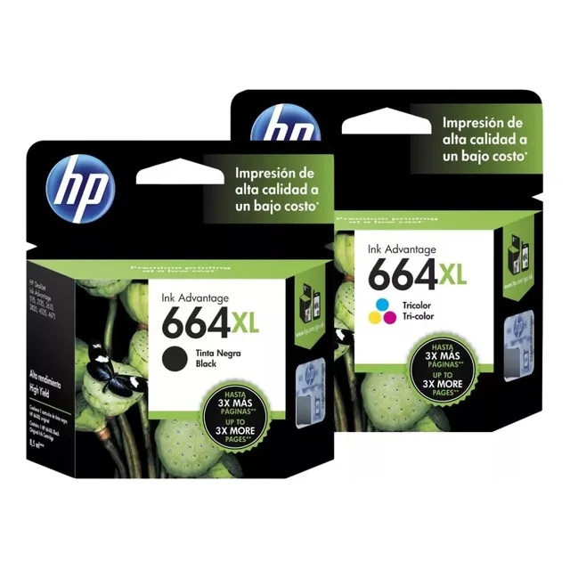 Kit 2 Cartuchos Tinta Hp 664 Xl Ink Advantage Negro Tricolor