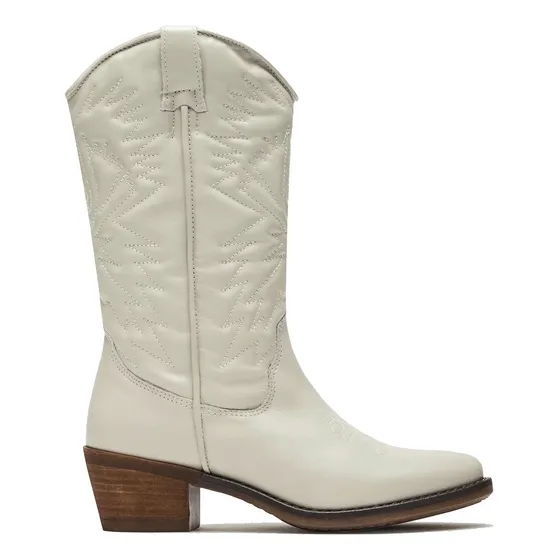 Botas Vaqueras Steve Madden Hayward Piel Color Blanco Hueso