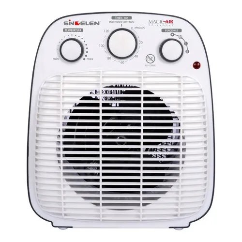 Estufa Electrica Calefactor Termoventilador Sindelen + Timer Color Blanco