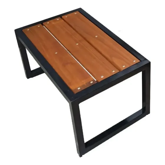 Mesa En Hierro Y Madera Ideal Patio, Jardín O Barbacoa Negro