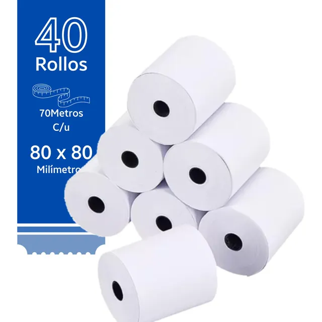 Rollos Papel Térmico 80x80 Impresora Térmica 80mm Negro 40