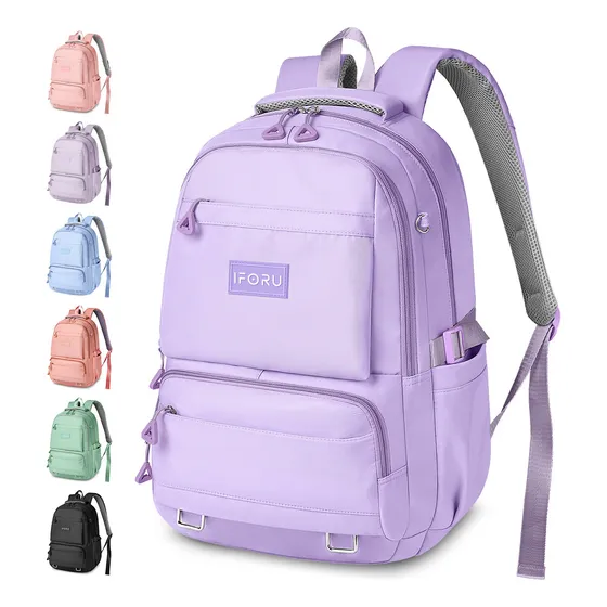 Mochila Escolar Viaje Bolsa Para Laptop 15.6 Inch Antirrobo Mochilas De Mujer Iforu 30l Violeta