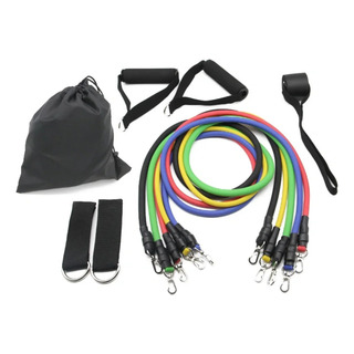 Kit Elástico Extensor 11 Peças Academia Pilates Musculação Kit Elástico Extensor 11 Peças Academia Pilates Musculação