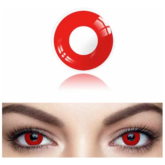 Pupilentes Rojos Con Estuche Para Halloween, Cosplay