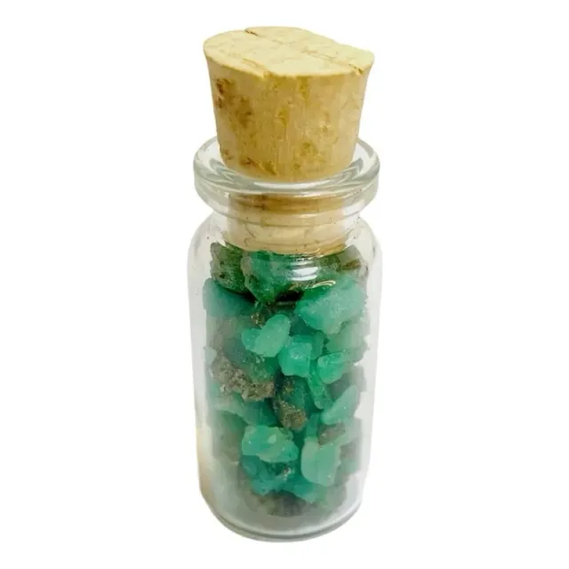Botella Pequeña Esmeraldas Naturales Colombianas Morralla Esmeralda Regalo Piedra Energetica Cuarzos Coleccion Sabiduria Esperanza Minerales Joyeria Moda Exclusivo Cilindro Corcho Pirita Muzo Colombia