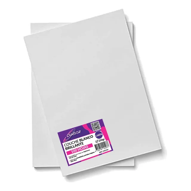 Papel Couche Brillante 250g Carta 100 Hojas Cursor