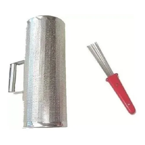 Guiro Raspador Parquer De Metal Mediano 3x10 Con Peine Color Gris