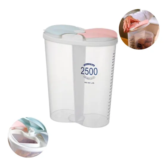 Pote Plástico Armazenador Medidor Com 2 Divisórias 2500 Ml