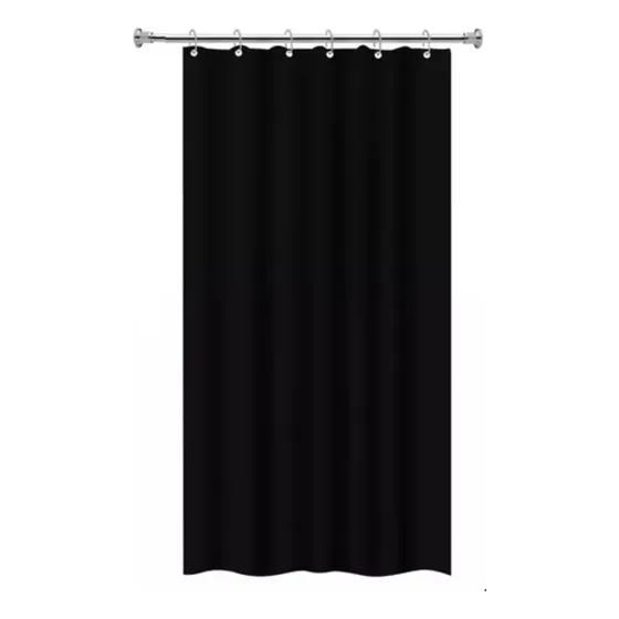 Cortina De Banheiro Box Lisa Impermeável Antimofo Com Ganchos Cor Preto Marianopole