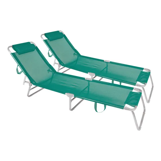 Reposera X2 Playa Pileta Cama Aluminio Tumbona Mor Ct