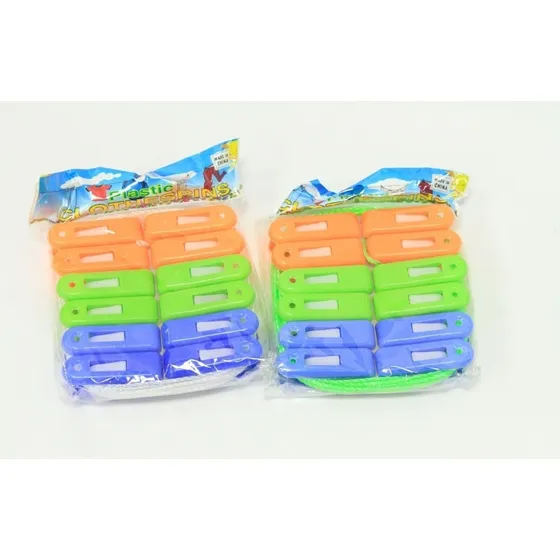 Pinza Para Colgar Ropa Con Cordel 12 Unidades