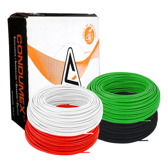 Pack 4 Cajas Cable Cobre Condumex Nylon Vinanel Cal 12 400m Negro/blanco/verde/rojo