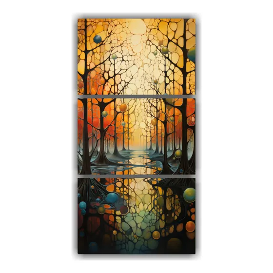 75x150cm Cuadro Abstracto De Árboles Pintado A Mano Flores