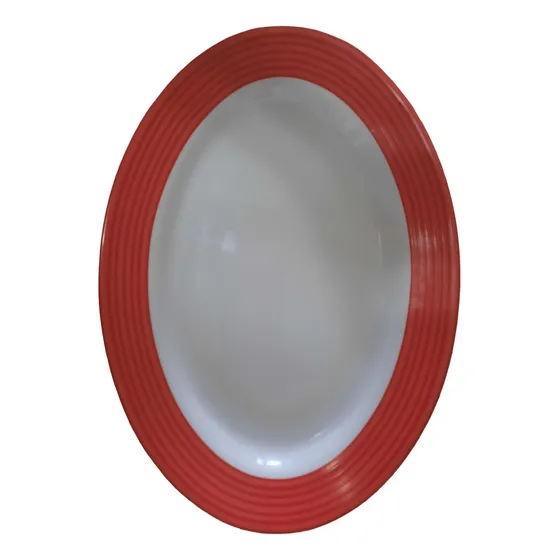 Bandeja De  Ceramica Borde Rojo Oneida Original