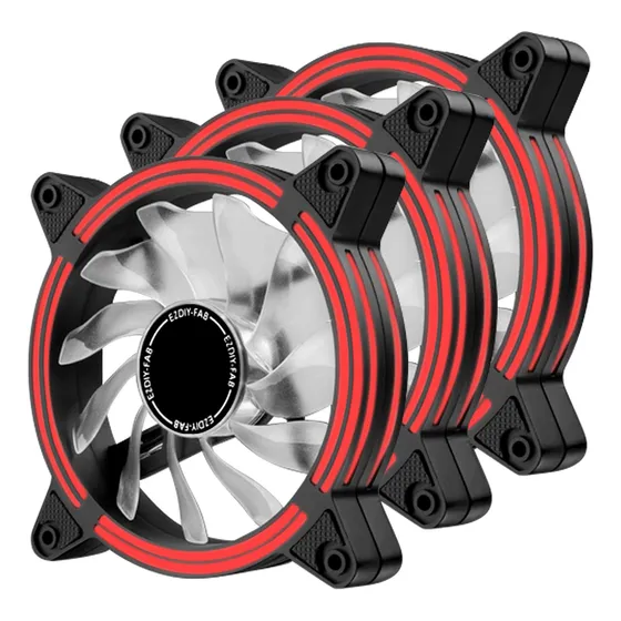 Ventilador Led Rojo Ezdiy-fab 120 Mm Caja Doble Marco Para 3