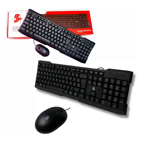 Kit Teclado Usb Office + Mouse Usb Office 1000 Dpi 5+