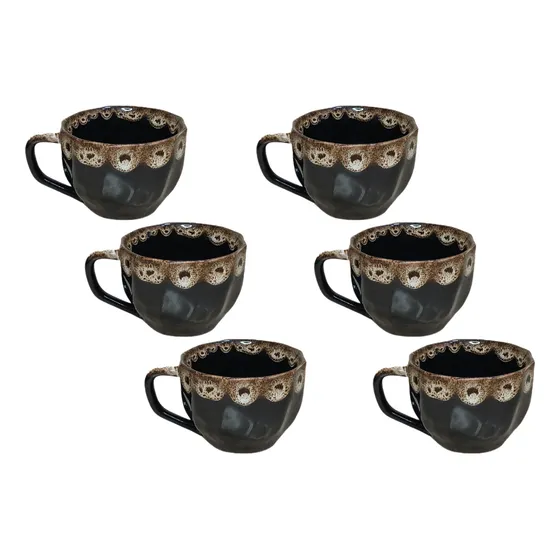 Kit 6 Xícaras Chá Prisma -porcelana