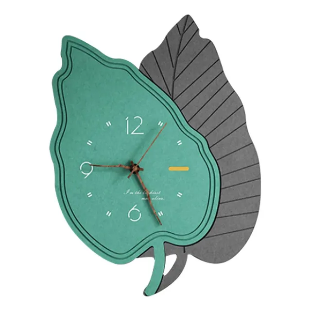 Reloj Forma Hoja Decorativo Minimalista Moderno Placa Pared