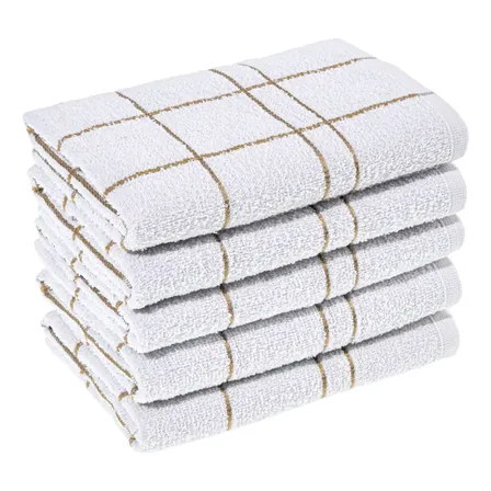 Kit 5 Pano Cozinha Louça Algodão Xadrez Branca Alta Absorção Branco Xadrez