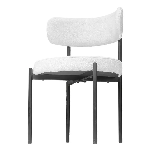 Silla De Comedor Cómoda Con Tejido De Felpa Bossa Audrey Estructura de la silla Negro Asiento Blanco