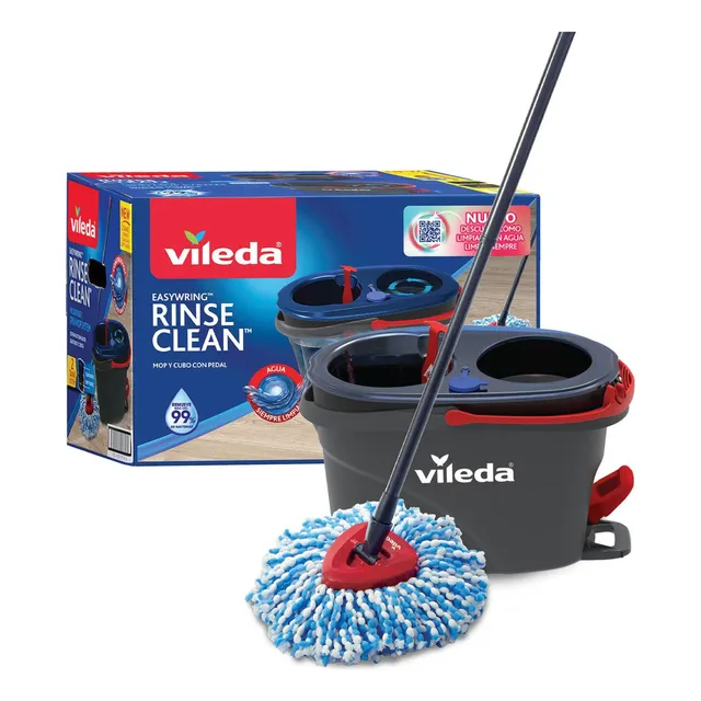 Trapeador de Microfibra Cubeta con Pedal Vileda Rinse Clean