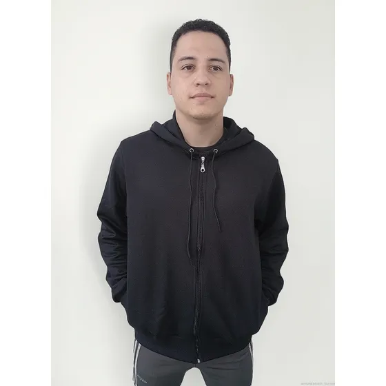 Blusa Moletom Unissex Liso Com Zíper Jaqueta Frio Com Capuz 