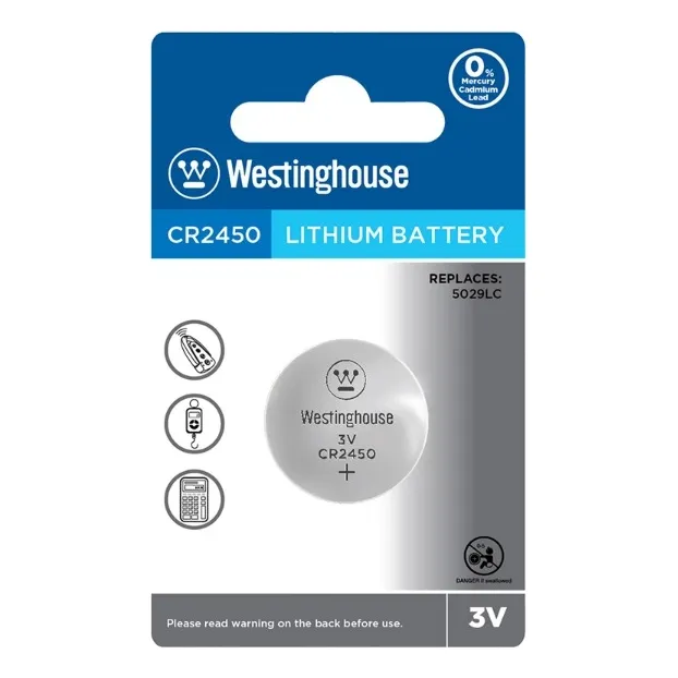 Pila De Botón Cr2450 Westinghouse Litio 3v - Larga Duración