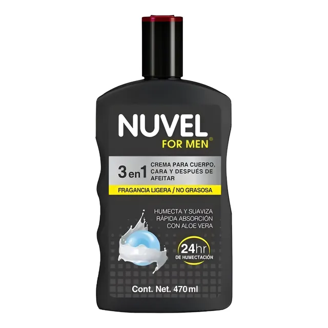 2 Cremas Corporal Nuvel For Men 3 En 1, 470ml.