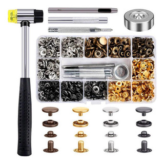 120 Botões De Pressão Metal Martelo Aplicador Manual Duplo 120 Botões De Pressão Metal Martelo Aplicador Manual Duplo