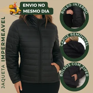 Jaqueta Feminina Puffer Bobojaco Com Capuz Nylon ImpermeĂĄvel Jaqueta Feminina Puffer Bobojaco Com Capuz Nylon ImpermeĂĄvel