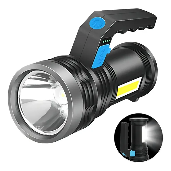 Lanterna Farolete Recarregável Holofote Profissional Led Sos Cor da lanterna Preto Cor da luz Branco