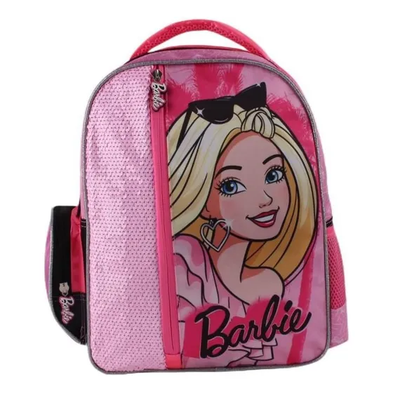 Mochila Infantil Barbie Lentejuelas Ba78365 Intek Color Rosa Claro Diseño De La Tela Multicolor