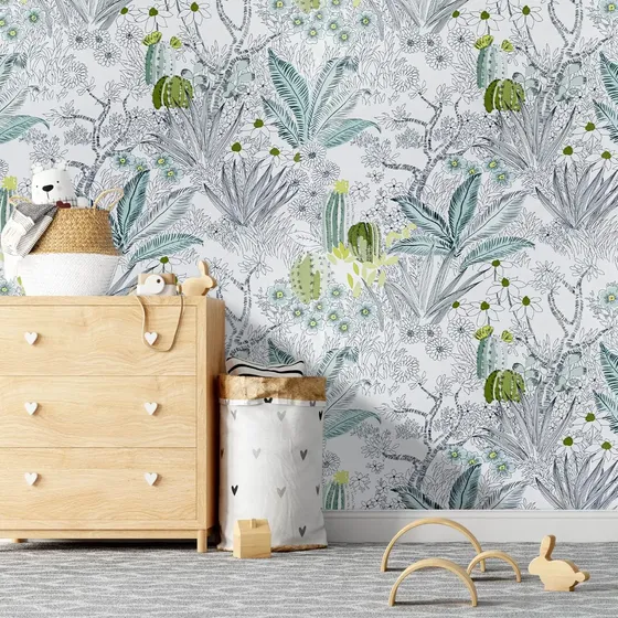 Papel Tapiz Pared Autoadhesivo Flores Azul Mate Para Cocina