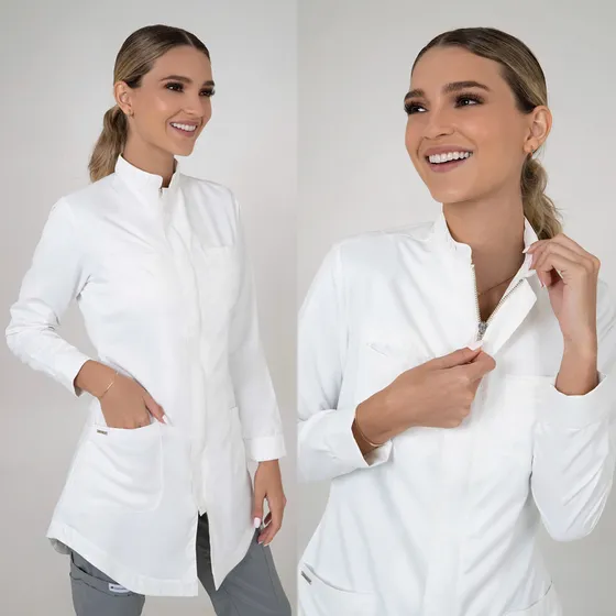 Bata Cuello Mao Medica De Laboratorio  Dama Y Caballero