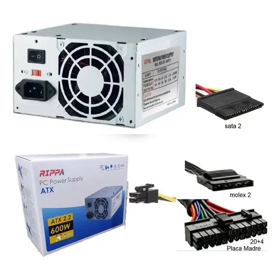 Fuente De Poder Rippa Pc Atx 2.2 600w 8cm 13ge-dt02 Acme