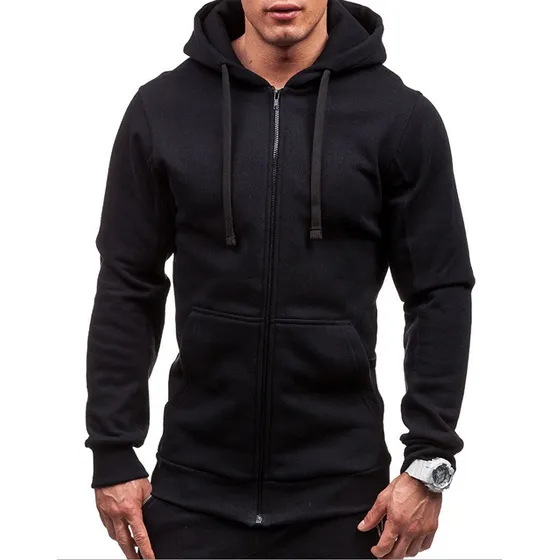 Sueter Negro Con Cierre Negro Slim Fit Todas Las Tallas 