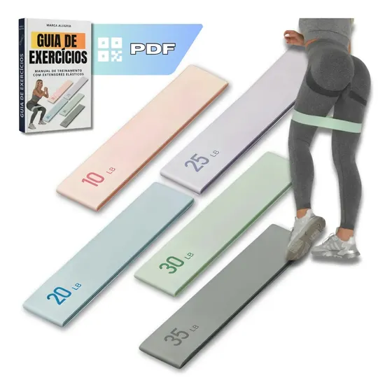 Kit 5 Faixa Elástica Super Mini Band Extensor Elástico para Treino Resistência Funcional