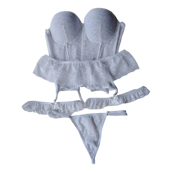 Set De Liguero Para Mujer Tipo Corset Sexy De Encaje