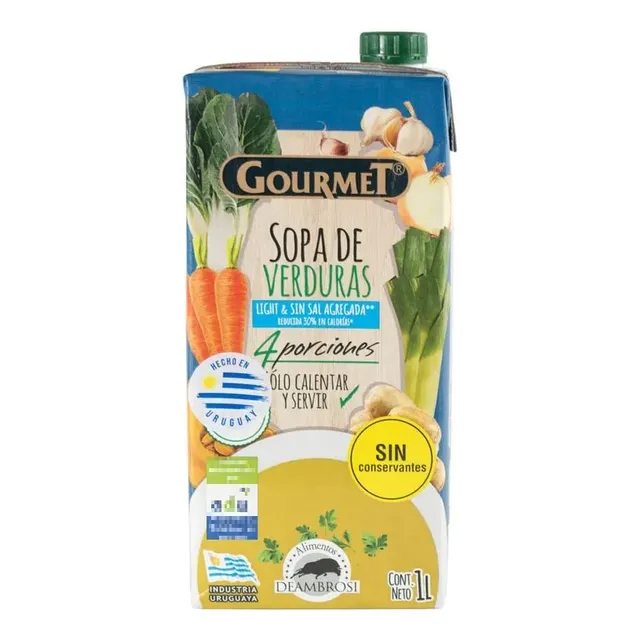 Sopa Pronta De Verduras Light Sin Sal Gourmet 1 Lt