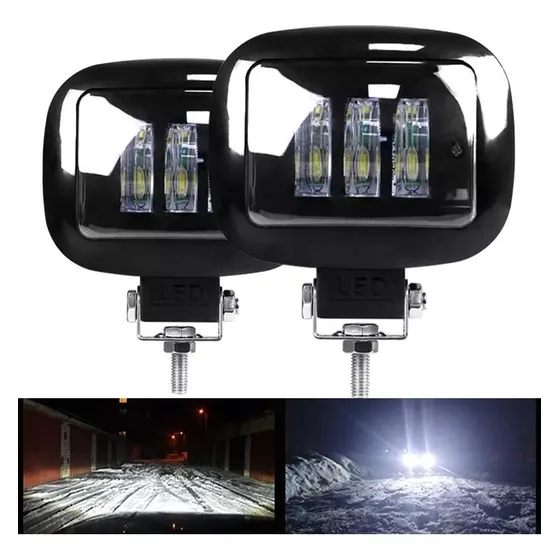 Par Faro Cuadrado 3 Led 30w Lupa 6d 5 Pulgadas