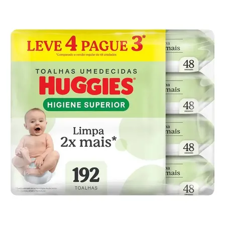 Lenços Umedecidos Huggies Higiene Superior - 192 Unidades