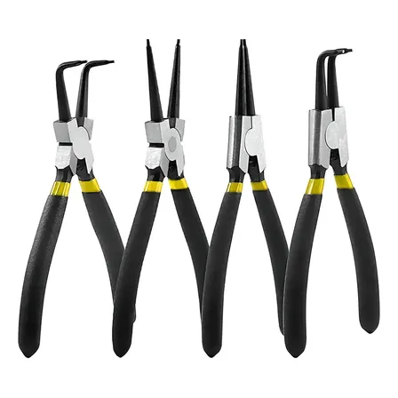 Kit 4 Alicates Para Anéis 7 Pol. Interno Externo Reto