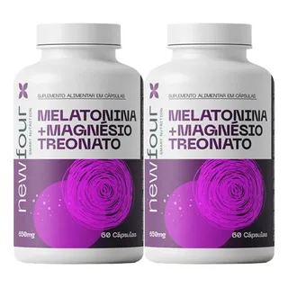New Four Melatonina Magnésio Treonato 60 Caps 650mg Newfour Sem Sabor