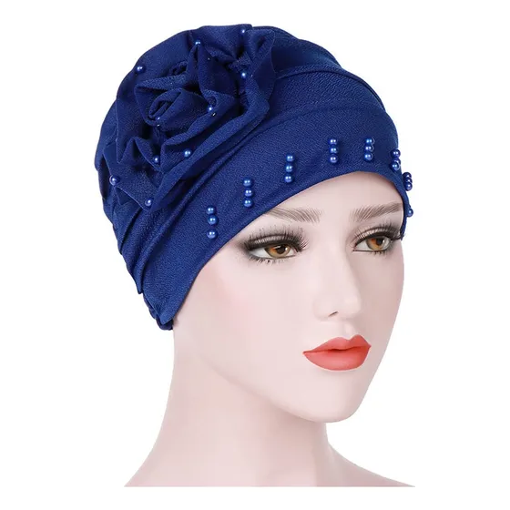 Gorro Con Flor Y Perlas Solución Para La Caída Del Cabello